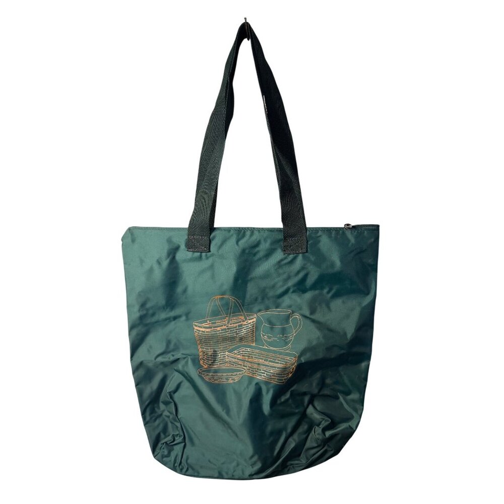 VTG Longaberger Tote Bag Green Fabric Durable Shoulder Bag Functional Decor